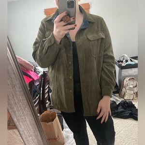 Corduroy reversible shacket